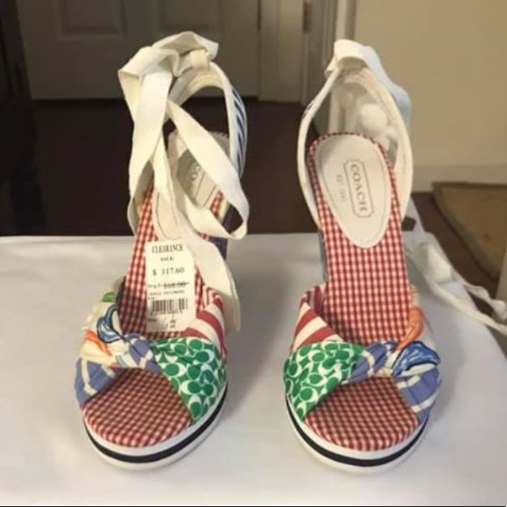 New with tags Coach multi color patchwork wedge